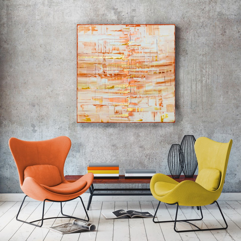 gold abstract painting modern interior