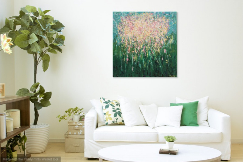 spring flower abstract painting farmhouse interior