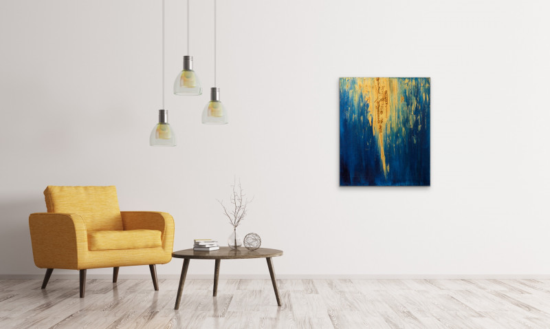 blue yellow abstract modern painting