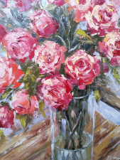 Roses on a chair by Emilia Milcheva - detail